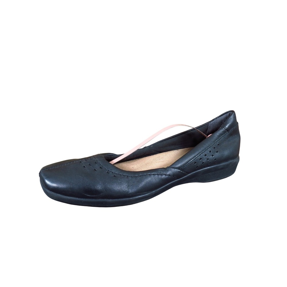 Clarks Collection Women Flat Size 12 Professional Work Comfort Black Leather